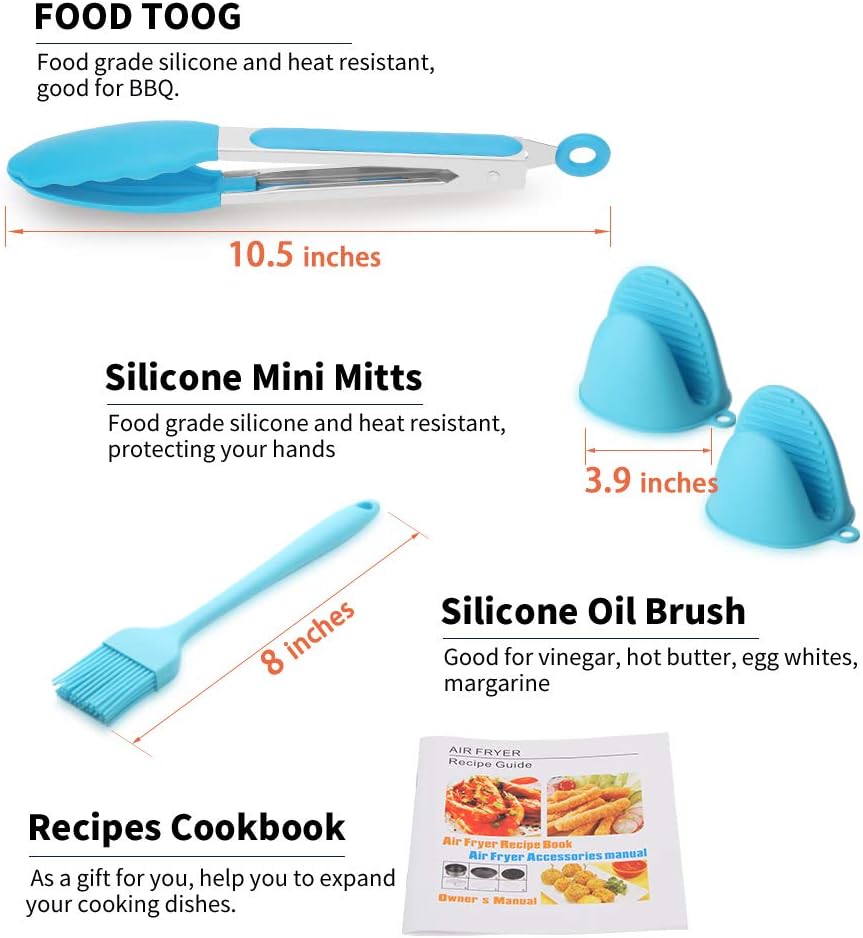 Air Fryer Accessories 11PCS, Fit all 3.7QT-4.0-5.8QT Power Deep Hot Air Fryer with Cake Barrel, Pizza Pan - Image 6