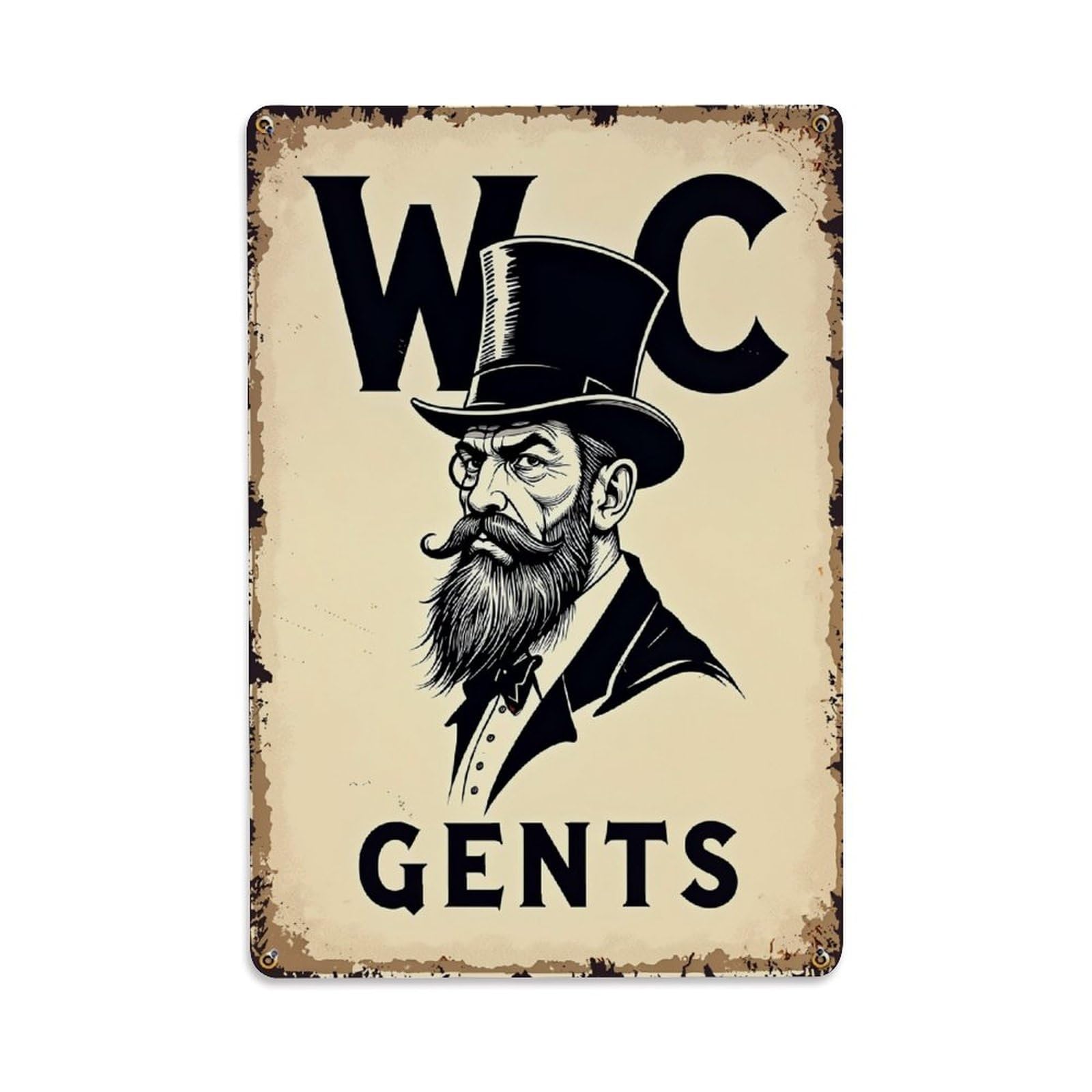Jdfenggu Vintage Wc Gents Man Portrait Retro Metal Tin Sign, Metal Poster For Bar, Home, Man Cave, Kitchen, Laundry Room Art Decor 8X12 Inch