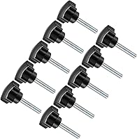 Vista 10 de Perillas de sujeción de estrella, rosca macho M5 x 1.772 in, cabeza de 0.945 in, mango de tornillo de pulgar de plástico, perno roscado negro