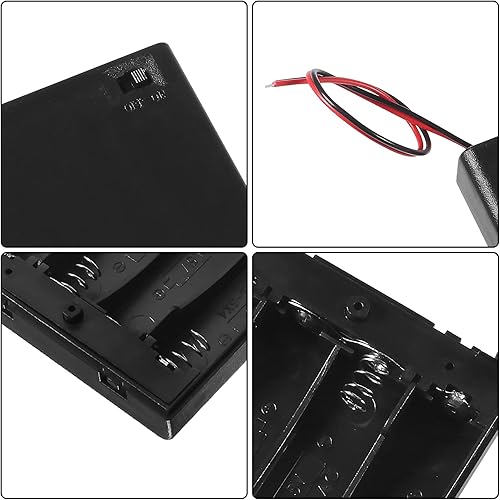Miniatura 5 de 5 soportes de 4 pilas AA con cubierta e interruptor, 4 x 1.5 V AA con cables e interruptor de encendidoapagado, soporte de batería AA de 6 V con