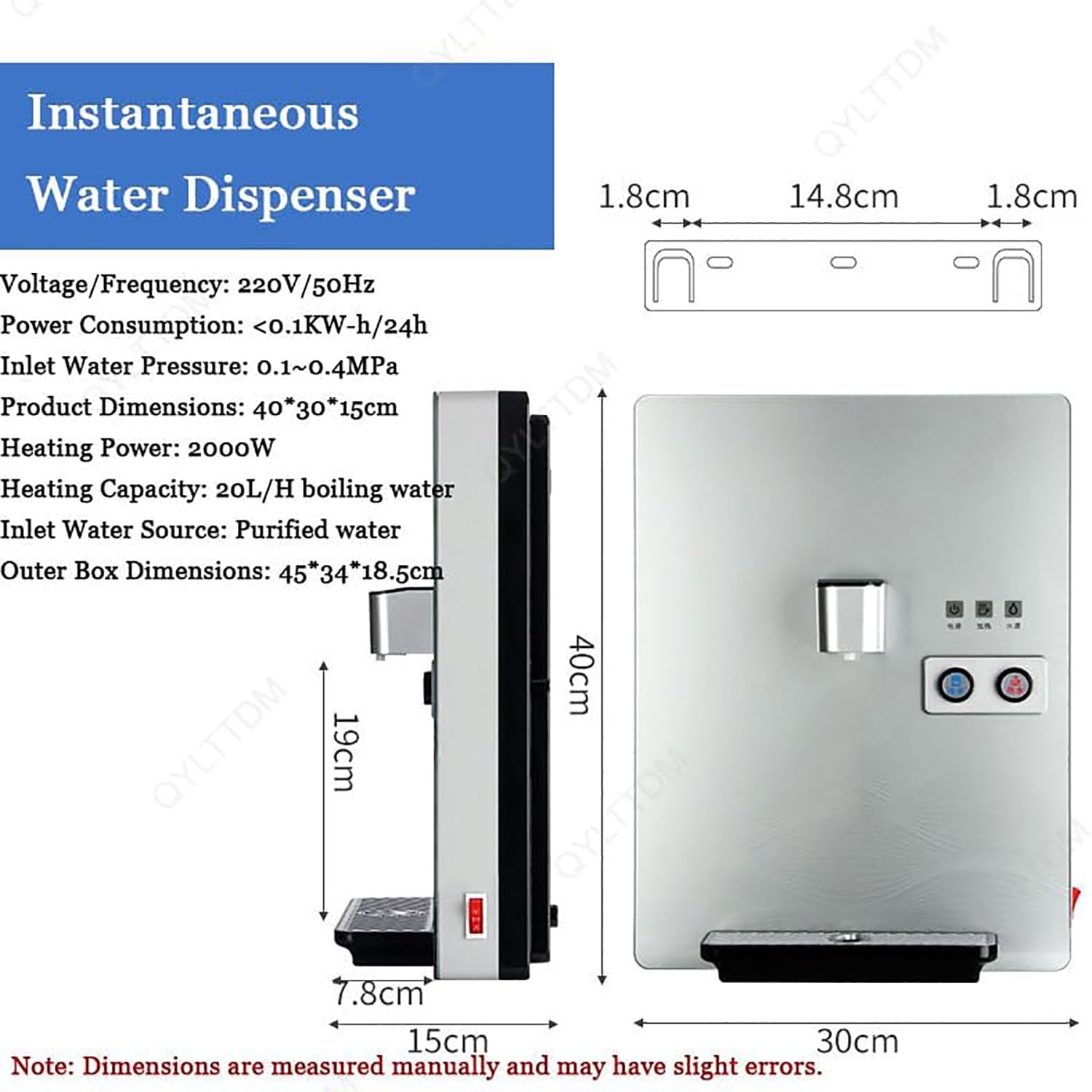 Dispensador De Agua Caliente Montado，Enfriador De Agua Equipado con Una Alarma De Nivel Bajo De Agua，Maquina De Agua Fria Y Caliente, para Cocinas De Estilo Premium
