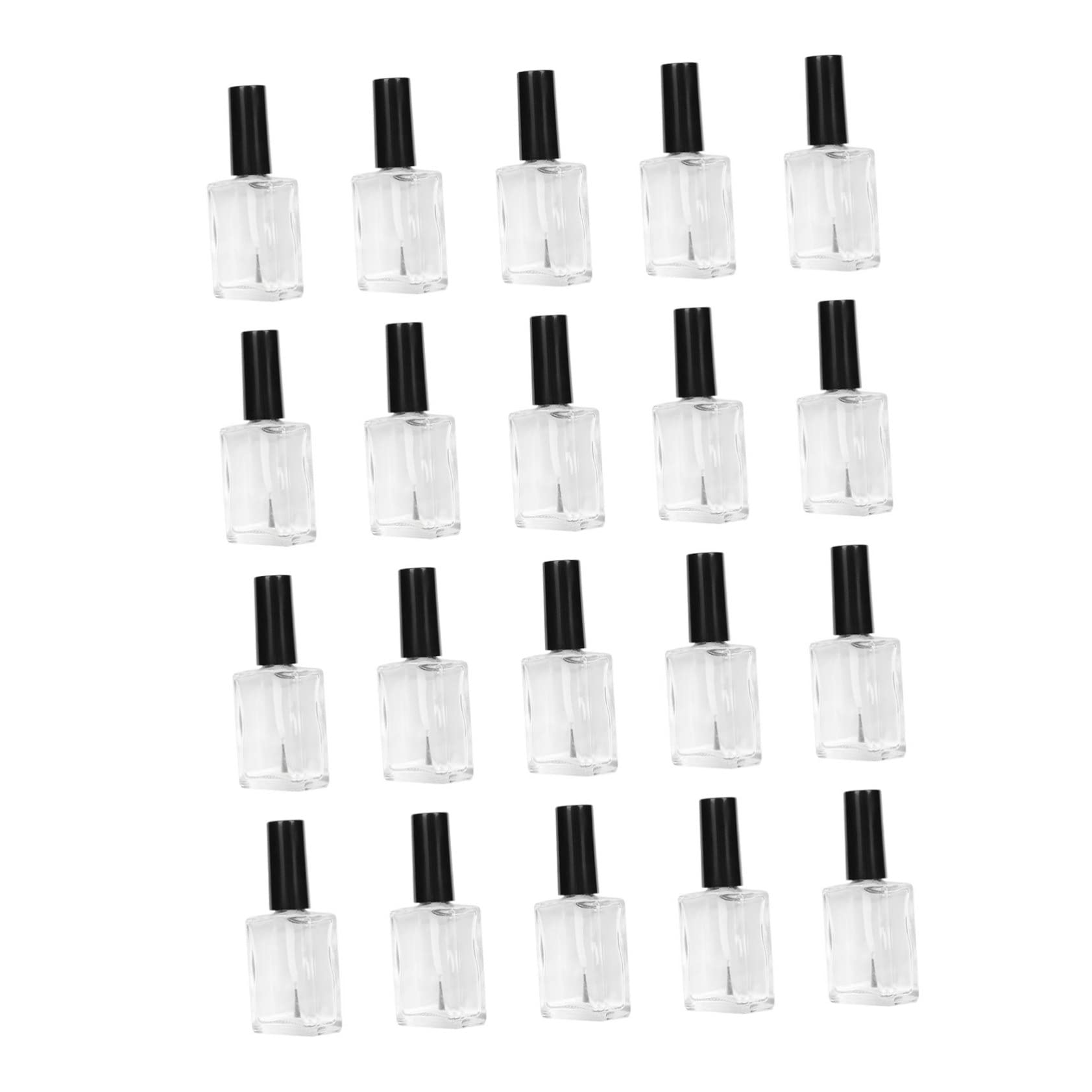 CALLARON Flache Glas Nagellackflaschen 15ml mit Bürstenkappe zum Befüllen für Aufbewahrung im Nagelstudio 20 Stück Fläschchen 200ml