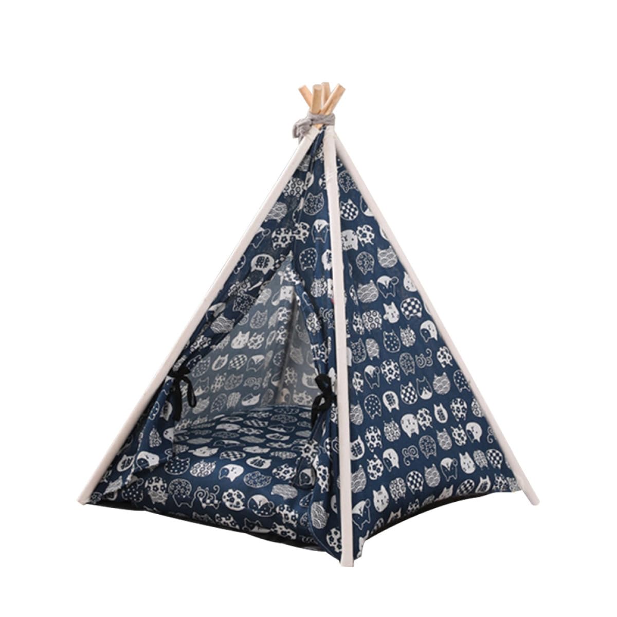Tente pour chien et chat confortable avec coussin en lin
