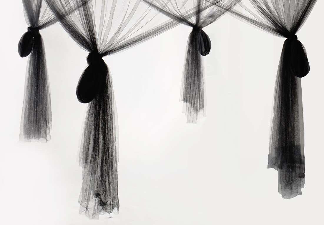 MAGILONA Home 4 Corner Hanging Bed Canopy Cover Net Bedding or Outdoors Netting Fit Twin, Full, Queen, King Bed Protection Bedroom Decorative(Black)