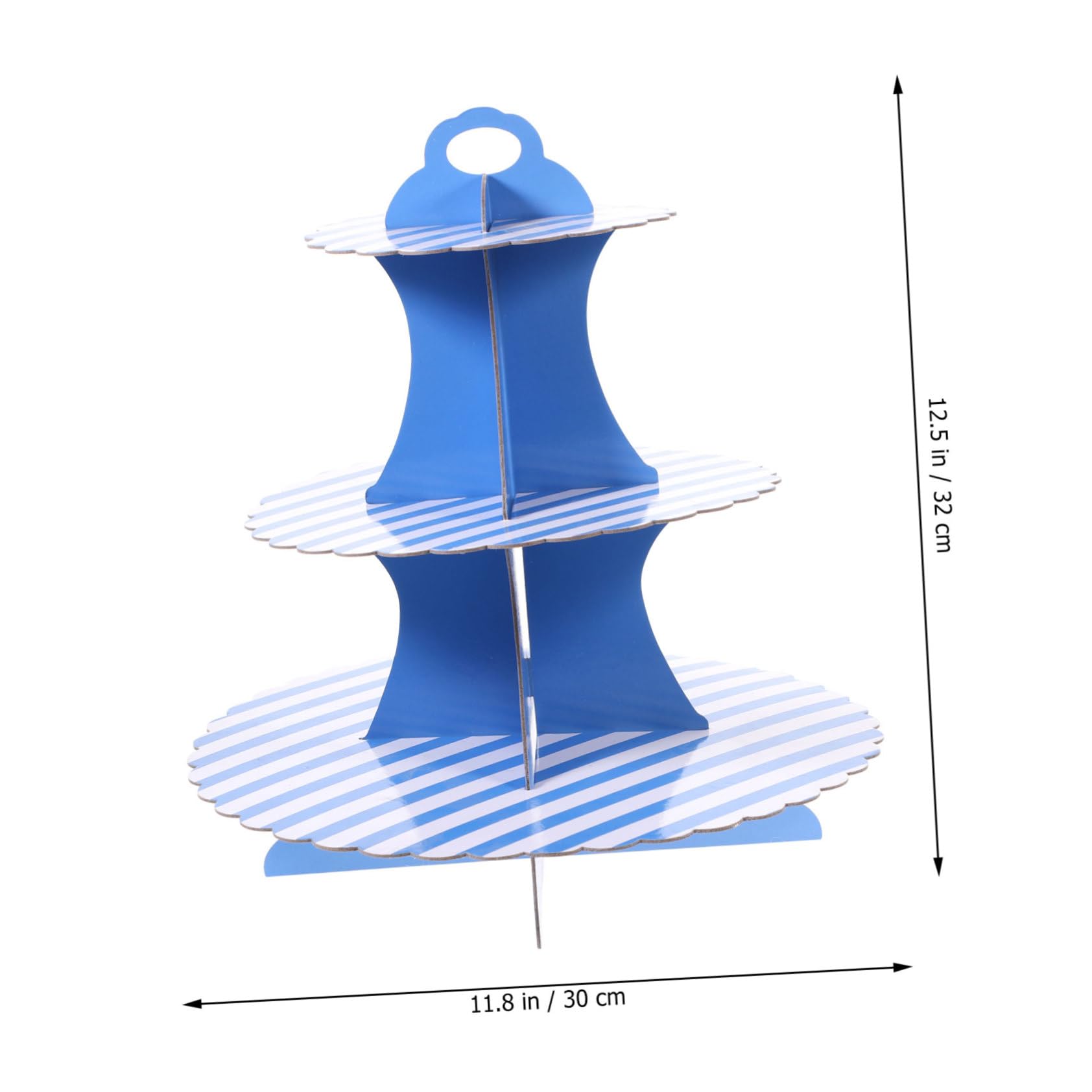 KICHOUSE 1Set Tiered Cupcake Stand Holder Striped Dessert Display Stand for Birthday Wedding Shower Easy Assembly Sturdy Versatile