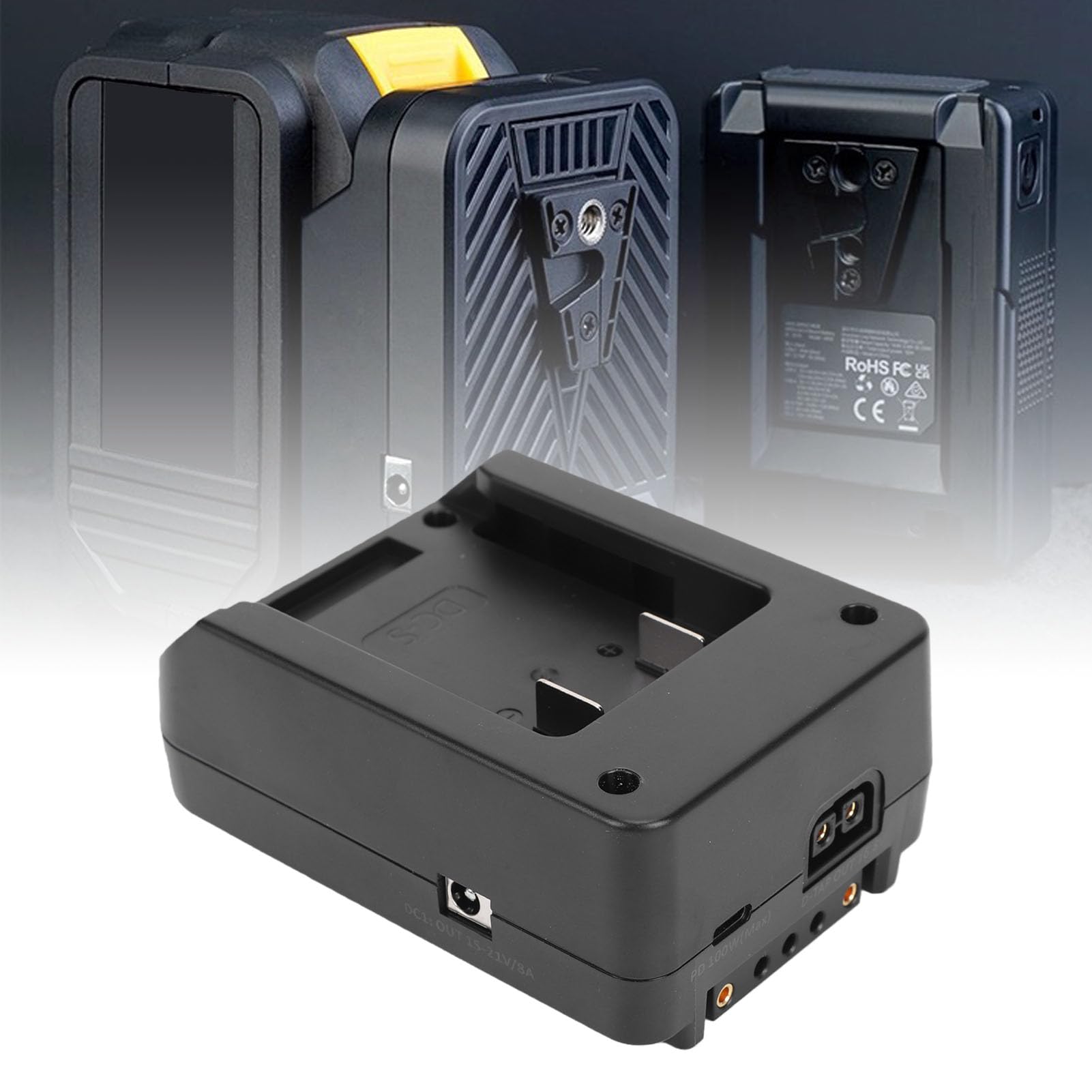 Placa Adaptadora de Batería para Herramientas Eléctricas, 100 W USB C PD D Tap Salida CC Adaptador de Batería de Montaje en V, Dispositivo de Alimentación de Pantalla Digital con Diseño