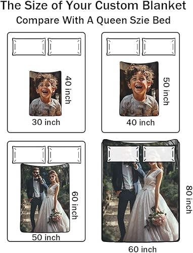 Miniatura 6 de DAVID&DENISE Manta personalizada con fotos de 2 caras, manta personalizada con texto Pitcure Navidad, Halloween, regalo de cumpleaños para esposa,