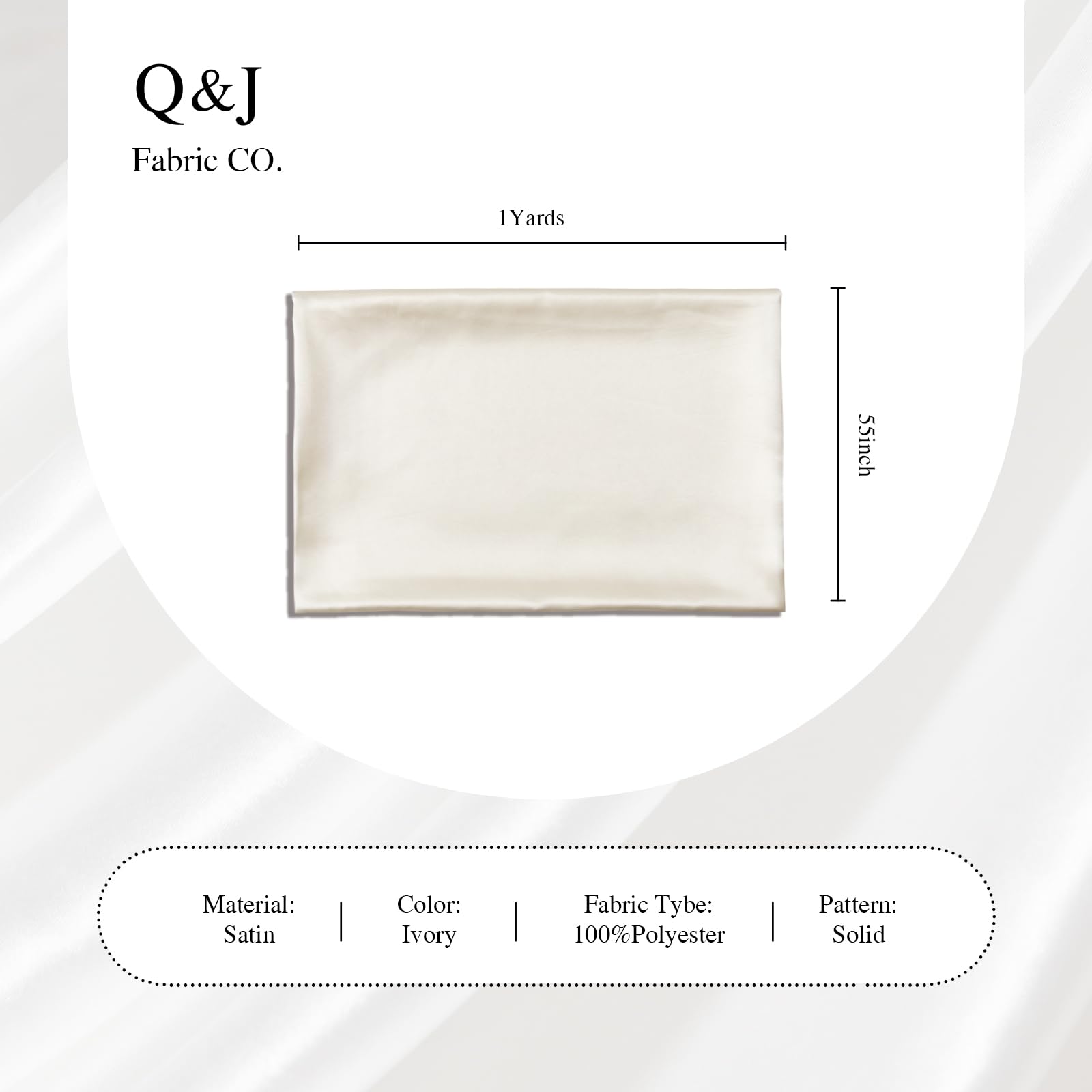 Q&J Fabric Co. Beige Satin Fabric by The Yard Soft Charmeuse Silky Cloth 55 INCH Width for DIY Sewing Crafts Wedding Dresses, Backdrops & Party Decor | Smooth, Shiny & Wrinkle-Resistant (1 Yard) — view 7