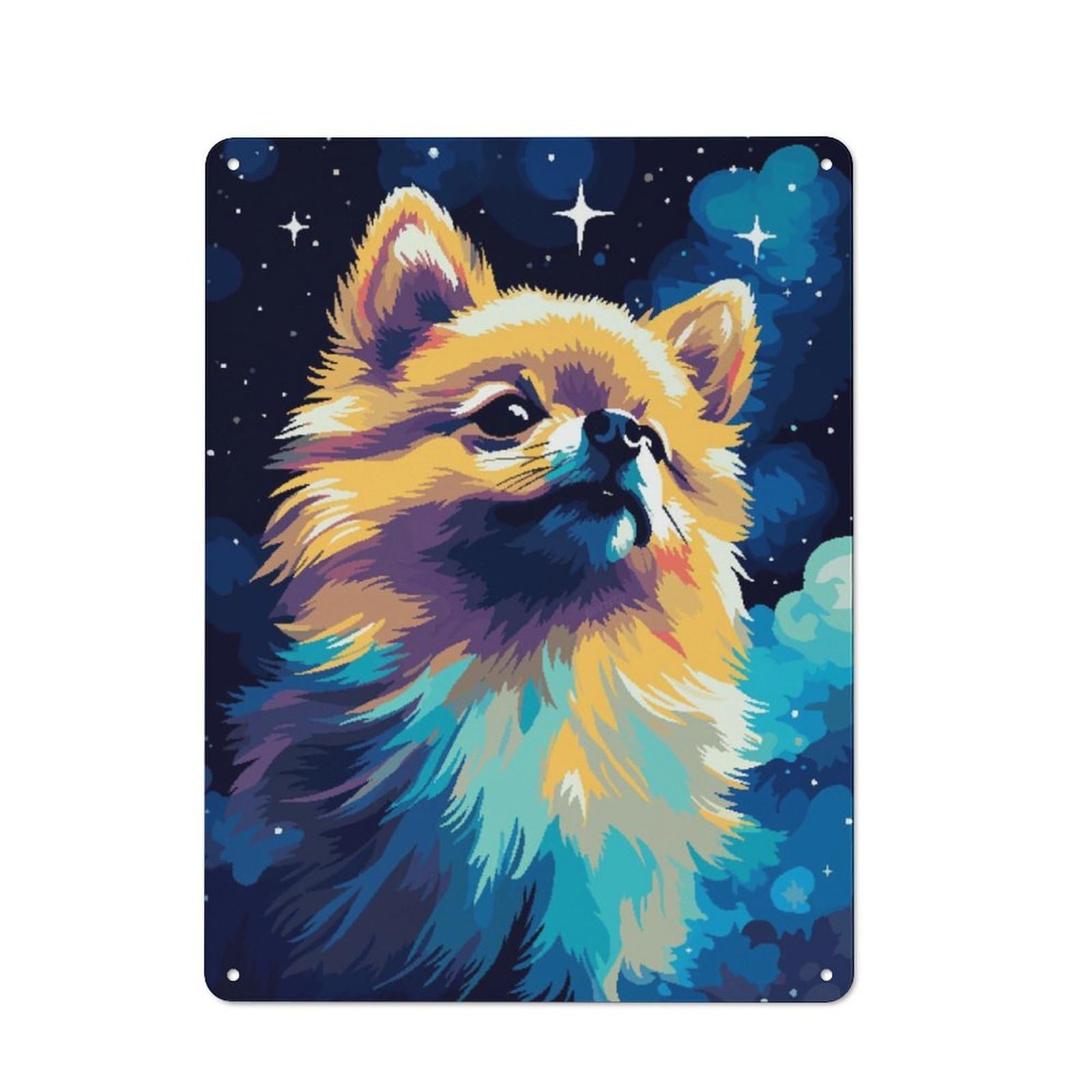 Junmoney Inspiring Pomeranian Pixel Metal Plaque 40X30cm With For Pub Or Café, Rustic Decor, For Garage, Workshop And Man Cave Decoration