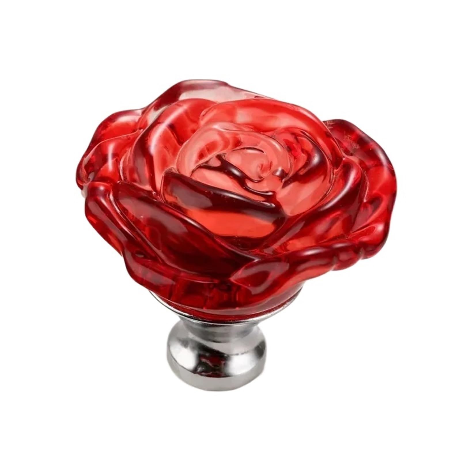 WEQYFDC Crystal Ball Cabinet Door Handle 2pcs 50MM Crystal Rose Glass Handle Cabinet Knob Drawer Pull Handle Kitchen Door Wardrobe Hardware Furniture Knobs Handles(50MM Red Knob)