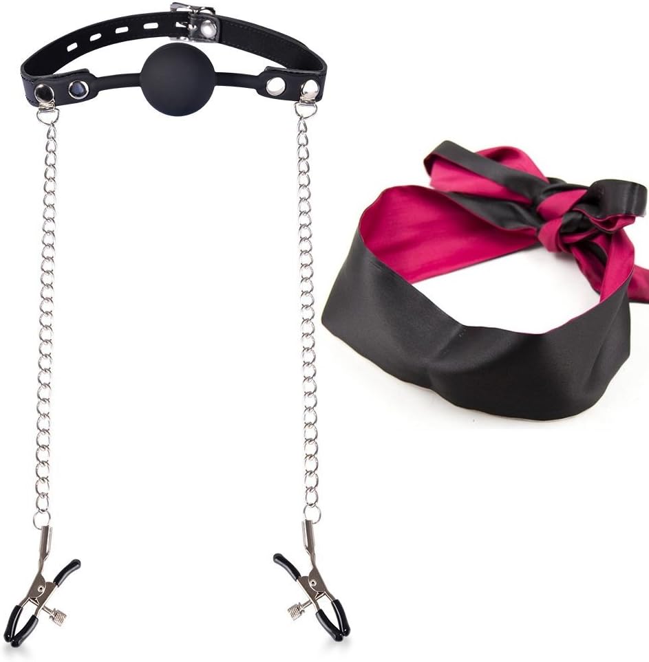 Soft Silicone Ball with lock and long Eye Mask Leather Paly Ball For Men Woman