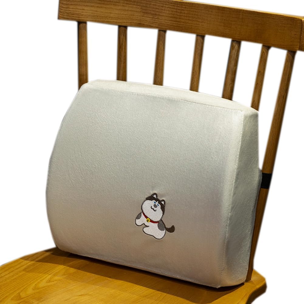 Tingting's Dream Cartoon Soft Lumbar Support Pillows Office Chair Lumbar Back Cushion Home Gaming Chair Waist Pillow Car Back Support (Gray-Husky Pattern, 35×30CM/13.8"×11.8")