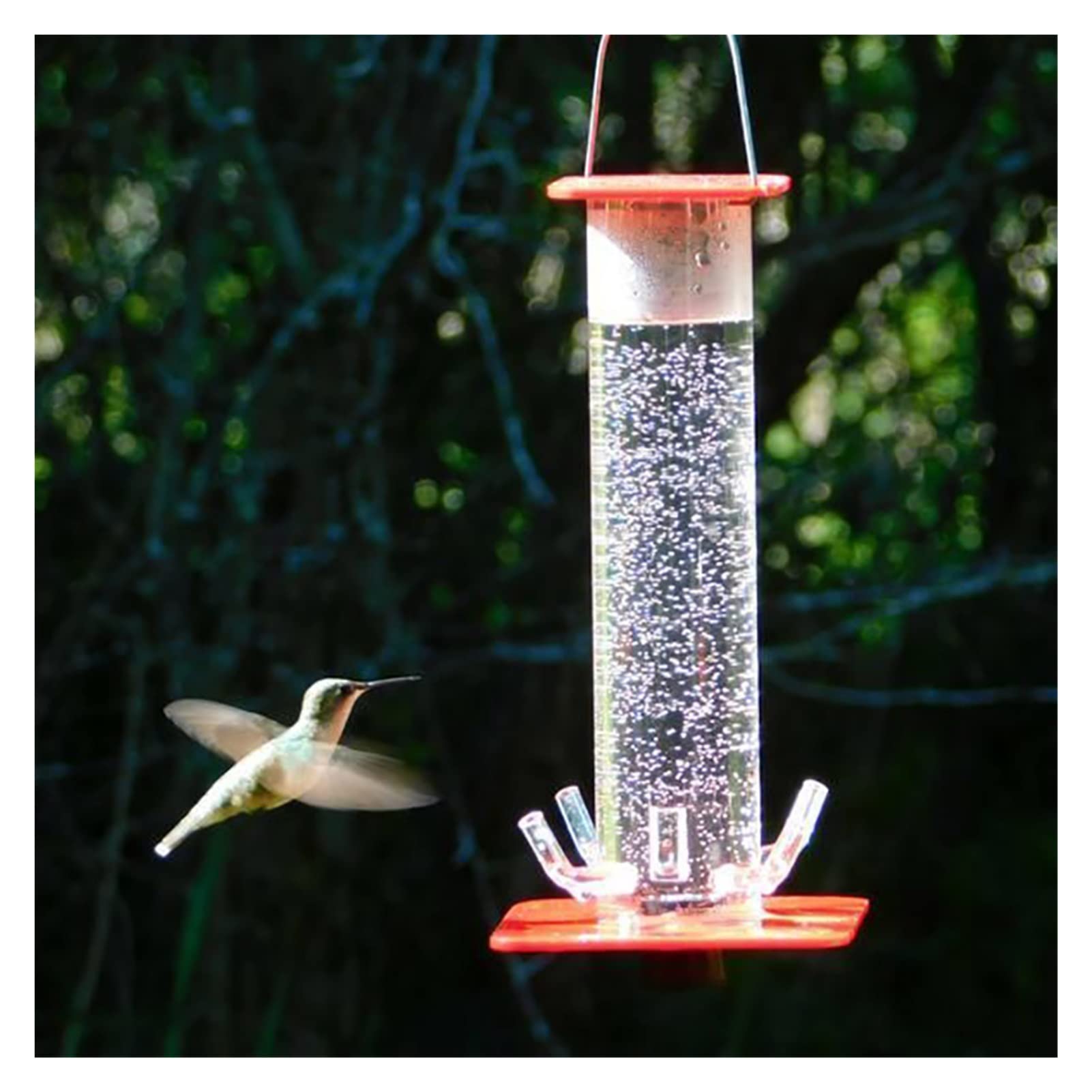 HTN - Alimentatore Per Acqua Da Colibrì Alimentazione Per Uccelli Fiore Di Vetro Dipinto Di Colibri Alimentatore 8098026678152