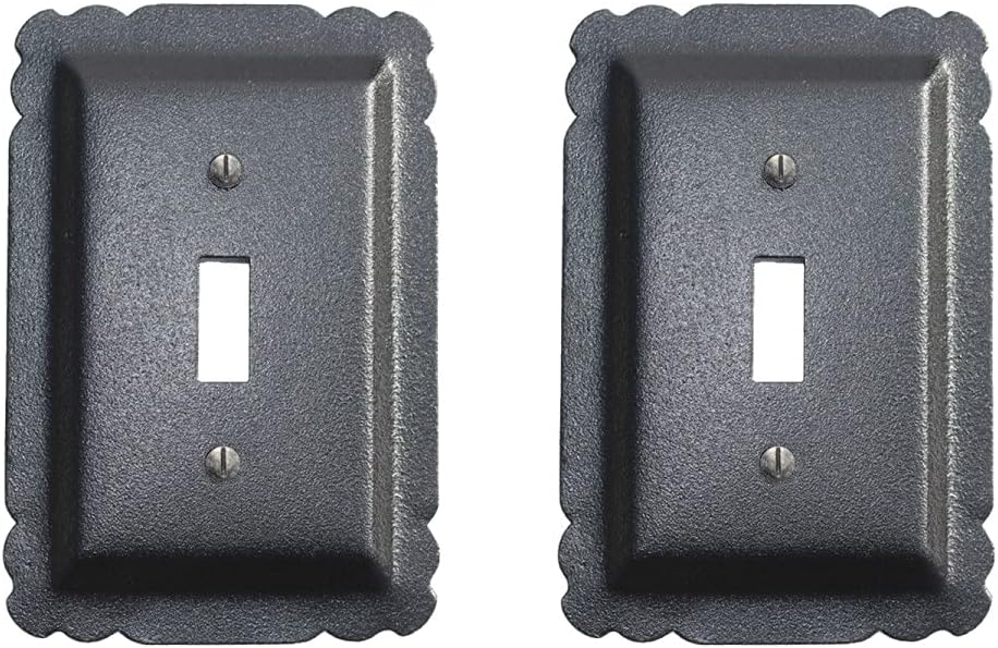 Renovators Supply Manufacturing Black Steel Toggle Switch Plate Antique Decorative Wall Plate �5.25 X 3.5 Inches Standard Size Switch Plate Black Rust Resistant Single Toggle Switch Plate Pack Of 2