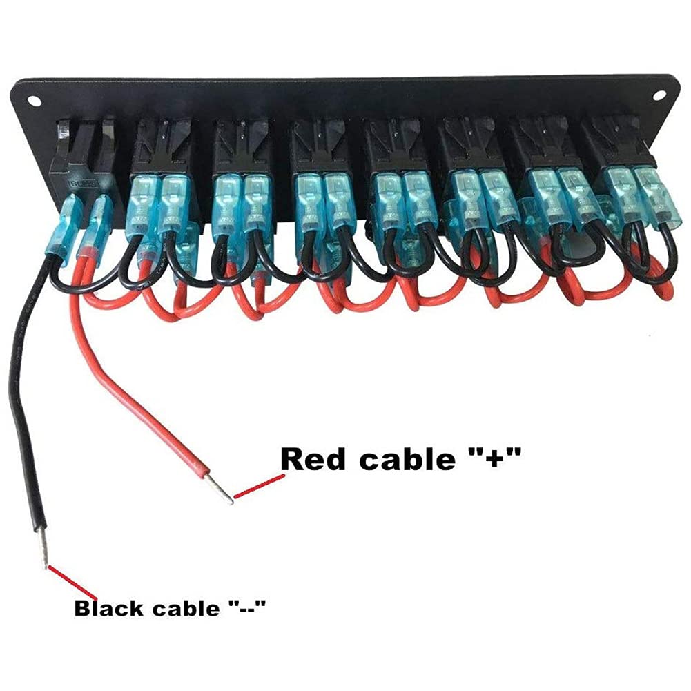 Bostar Panel de Interruptor de 8 Entradas con 2 Cargador USB Súper Rápido 4.8A, Interruptor Basculante Marino para Barco y Coche 12V-24V,8 Gang Panel de Interruptores Basculantes
