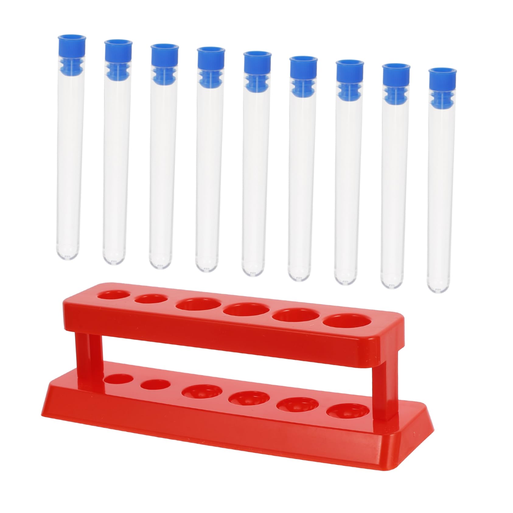CIYODO 1 Set Test Tube Rack Kit Laboratory Tube Holder with Caps Sturdy Plastic Tube Racks for School Home Use