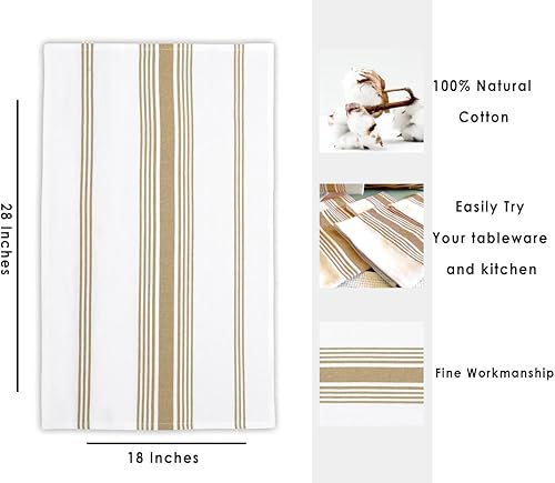 Miniatura 8 de Toallas de cocina de algodón, paños de té de lino 4 unidades, 16 x 27 pulgadas, paños de cocina a rayas a rayas, toallas de cocina de granja,