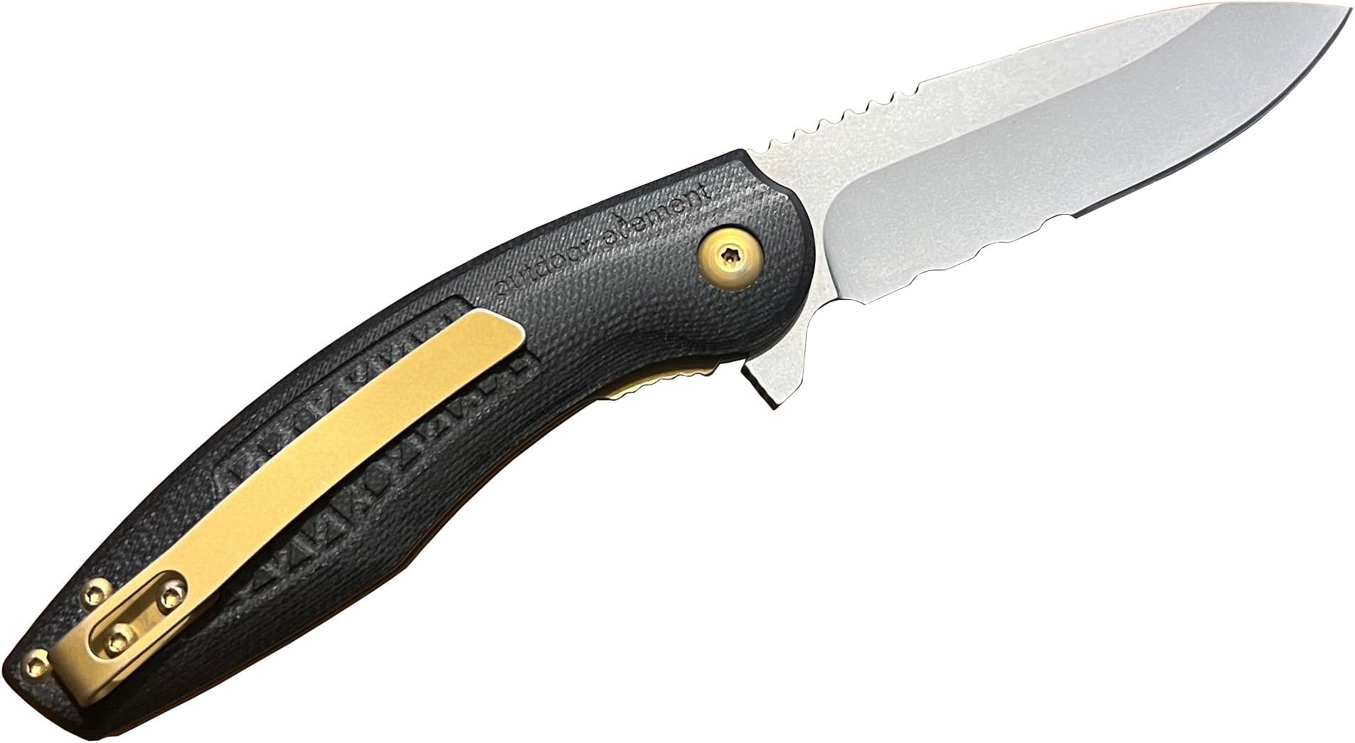 OUTDOOR ELEMENT Quick Feather - The VG-10 Folding EDC Knife with Ultra Smooth Sealed Ball Bearing Flipper Action - Durable G10 Scales and New Custom Design Easy Sharpen Serrations