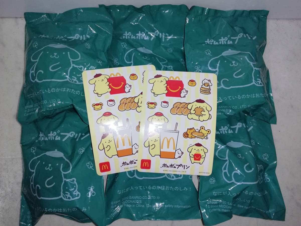 ポムポムプリン 年 全6種類セット 限定シール2枚 マクドナルド マック デポー おもちゃコンプリート ハッピーセット