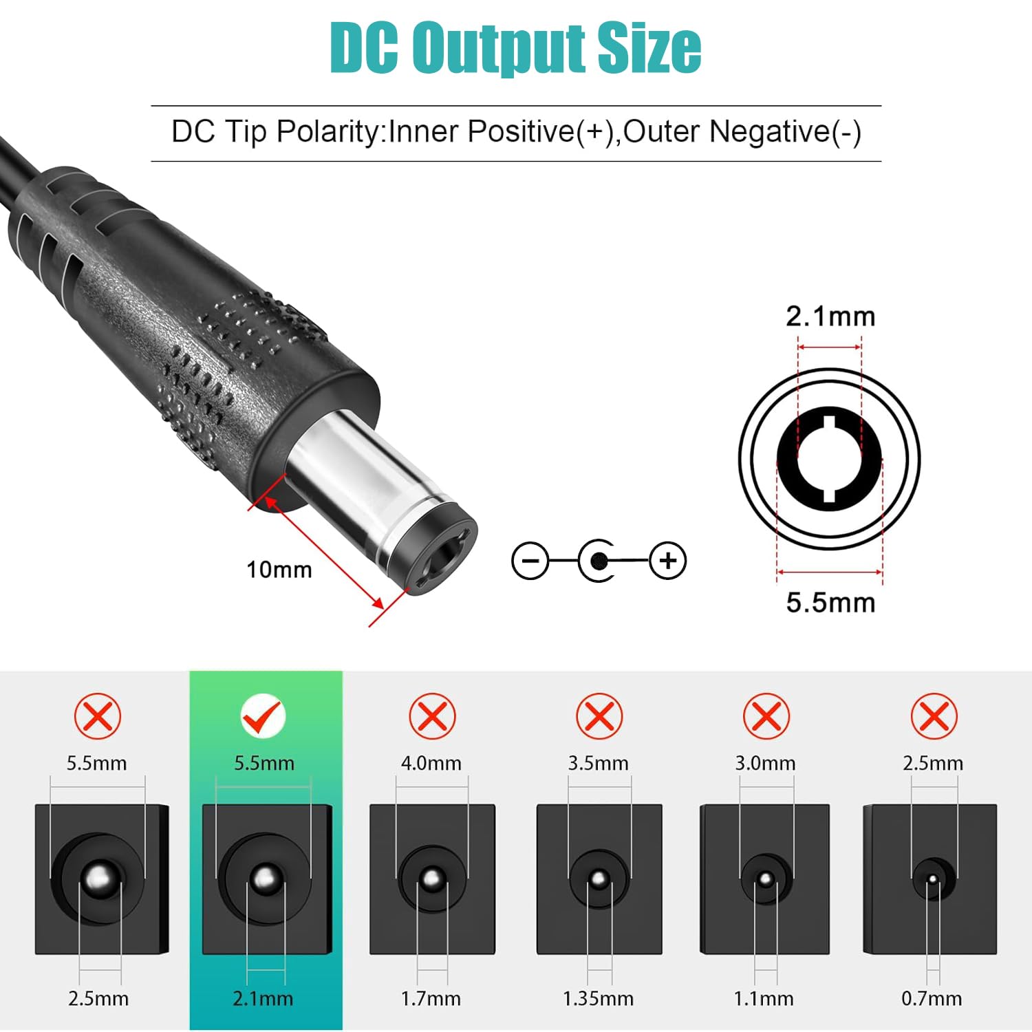 Zasilacz 12 V 2 A, lista UL, transformator adaptera 120 V AC na 12 V DC, 12 V, 2 A, 24 W, ładowarka ścienna do taśm LED, kamery bezpieczeństwa, wtyczka amerykańska 5,5 x 2,1 mm (5 sztuk)