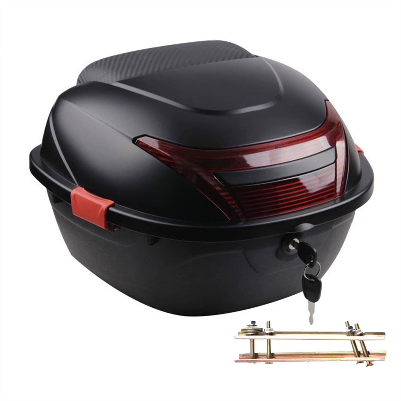 Helmet Motorcycle Top Box,with Mounting Hardware, Multi-Function Motorcycle Tour Tail Box,Can Store Helmets,with Reflectors,for Scooter/Motorcycle/Bicycle (Color : Matte Black) : Automotive