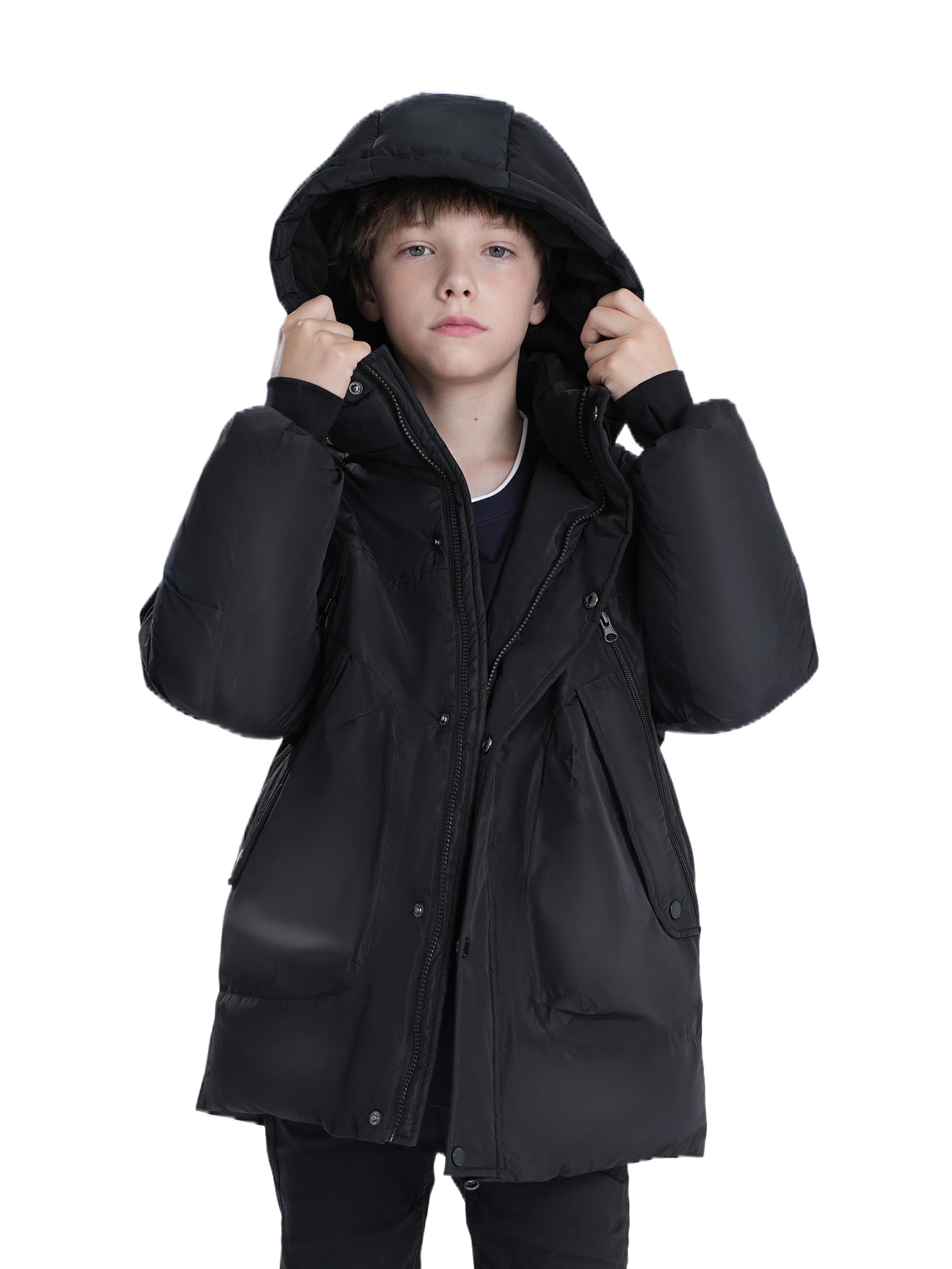 Sunny Sprout Manteau garçon hiver - Doudoune épaisse avec capuche polaire et manches coupe-vent