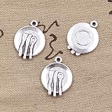FZSWD 20pcs Charms Geschirr Küche Gabel Löffel 20X15mm Antik Bronze Silber Farbe Anhänger Machen DIY Handgemachten Tibetischen Schmuck
