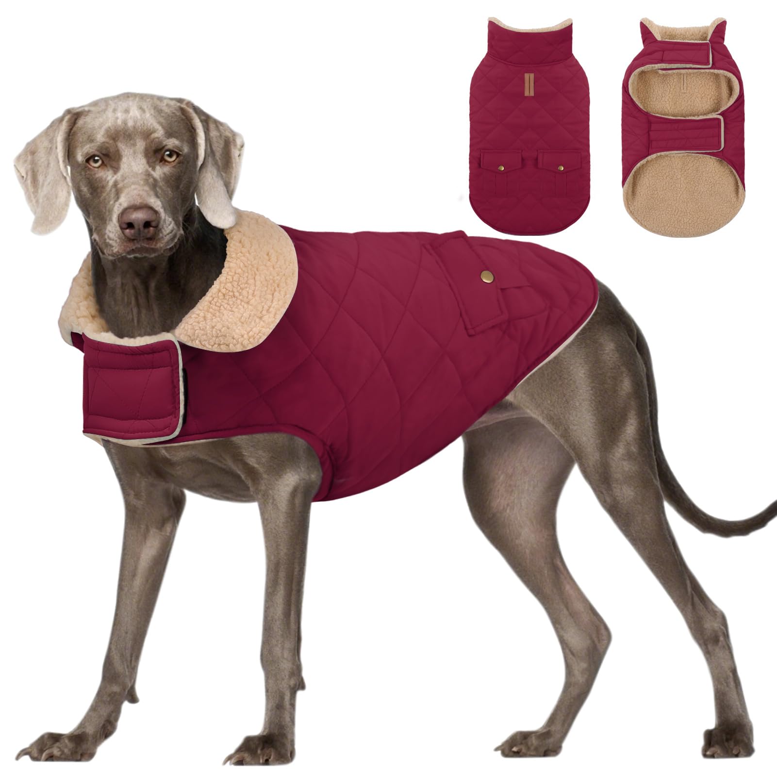 Giacca invernale per cani di taglia XL, antivento, per il freddo, giacca da neve, Golden Retriever, Labrador Retriever, Husky, bordeaux, XL