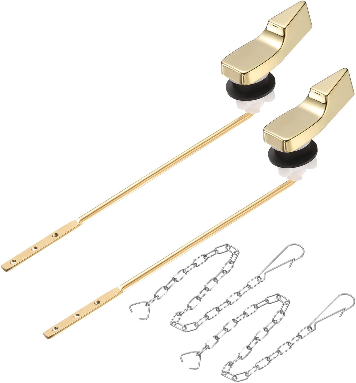 uxcell 2Set Front Mount Universal Toilet Handle Replacement Kit with Chain, Toilet Tank Lever Flush Handle, 702 Gold