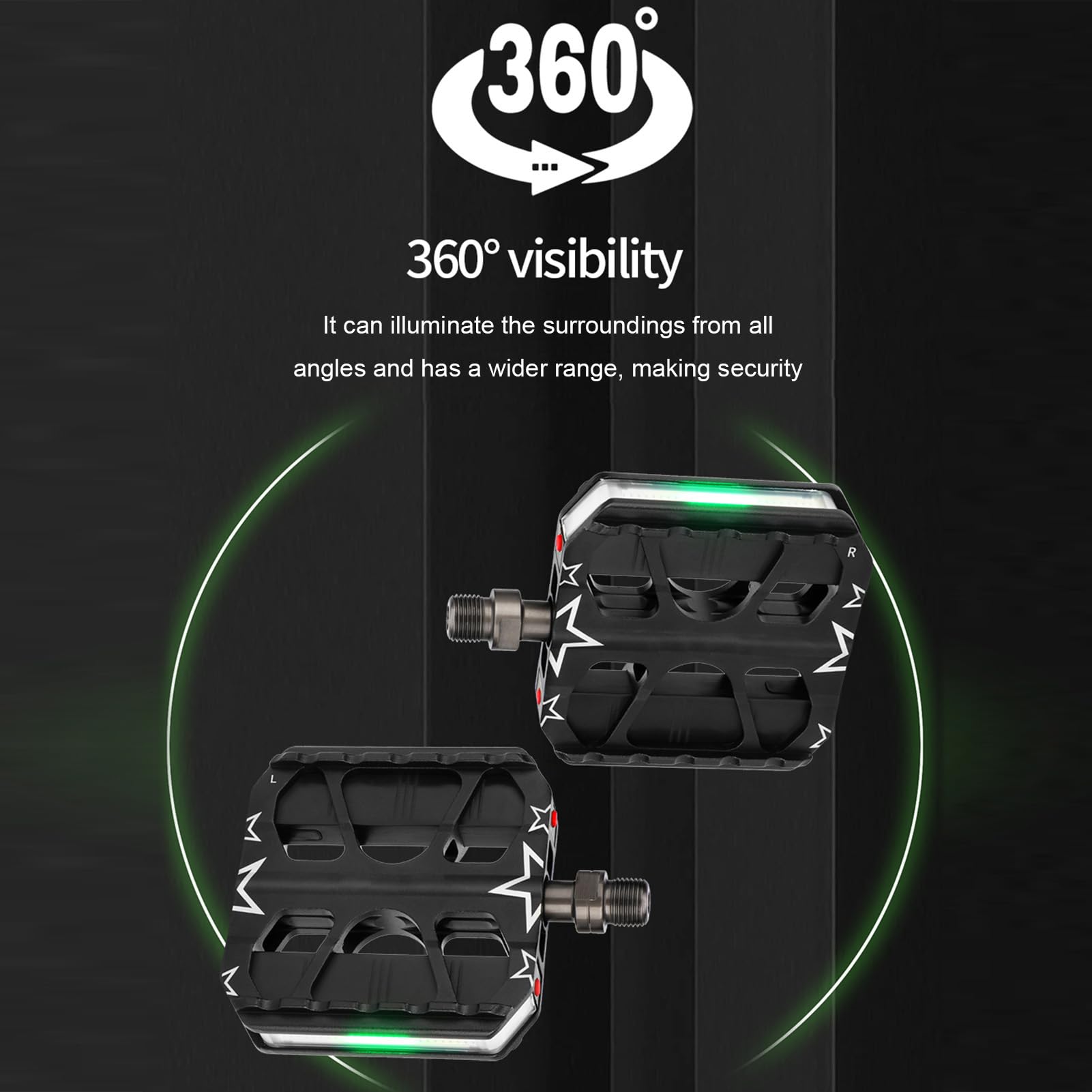 CHICIRIS LED-Fahrradpedale, Wiederaufladbare Beleuchtete Pedale aus Aluminiumlegierung, 360-Grad-Sichtbarkeit, 7 Beleuchtungsmodi, Sicherheitszubehör für Nächtliches Radfahren auf