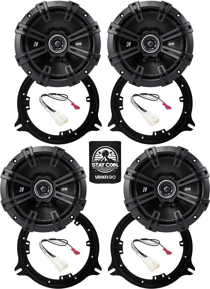 KICKER Speakers 6.5 inch for Mazda CX-5 2017-2024 Upgrade Kit - 4 Pack of DS Series with Adapters and Harness, Coaxial 6 1/2 Car Audio Front and Rear Door Speaker DSC6504, 43DSC6504