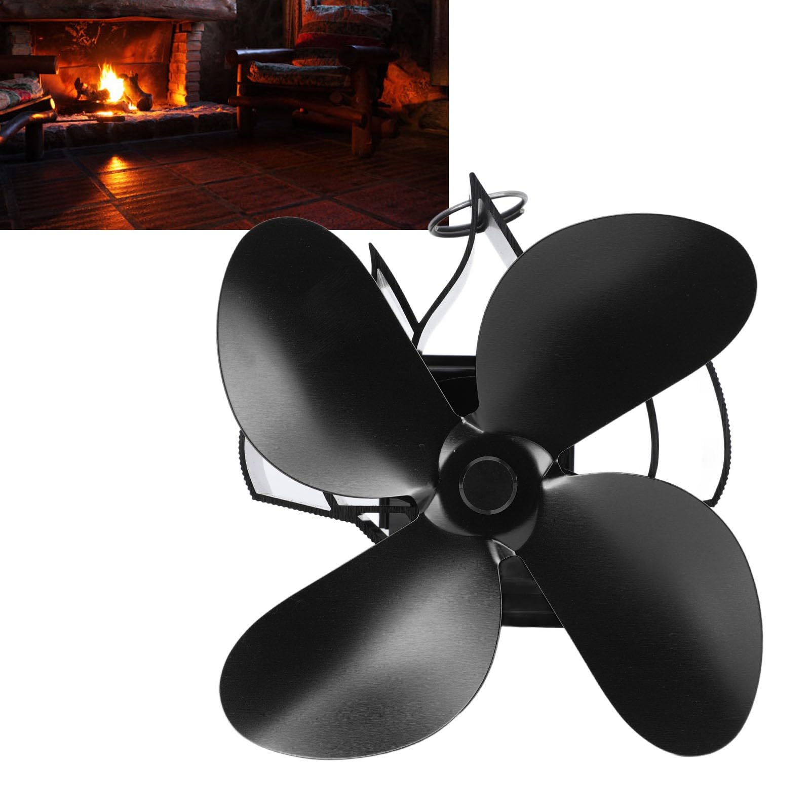 Cryfokt Ventilatore da Camino a Parete, Termoventilatore a 4 Pale per