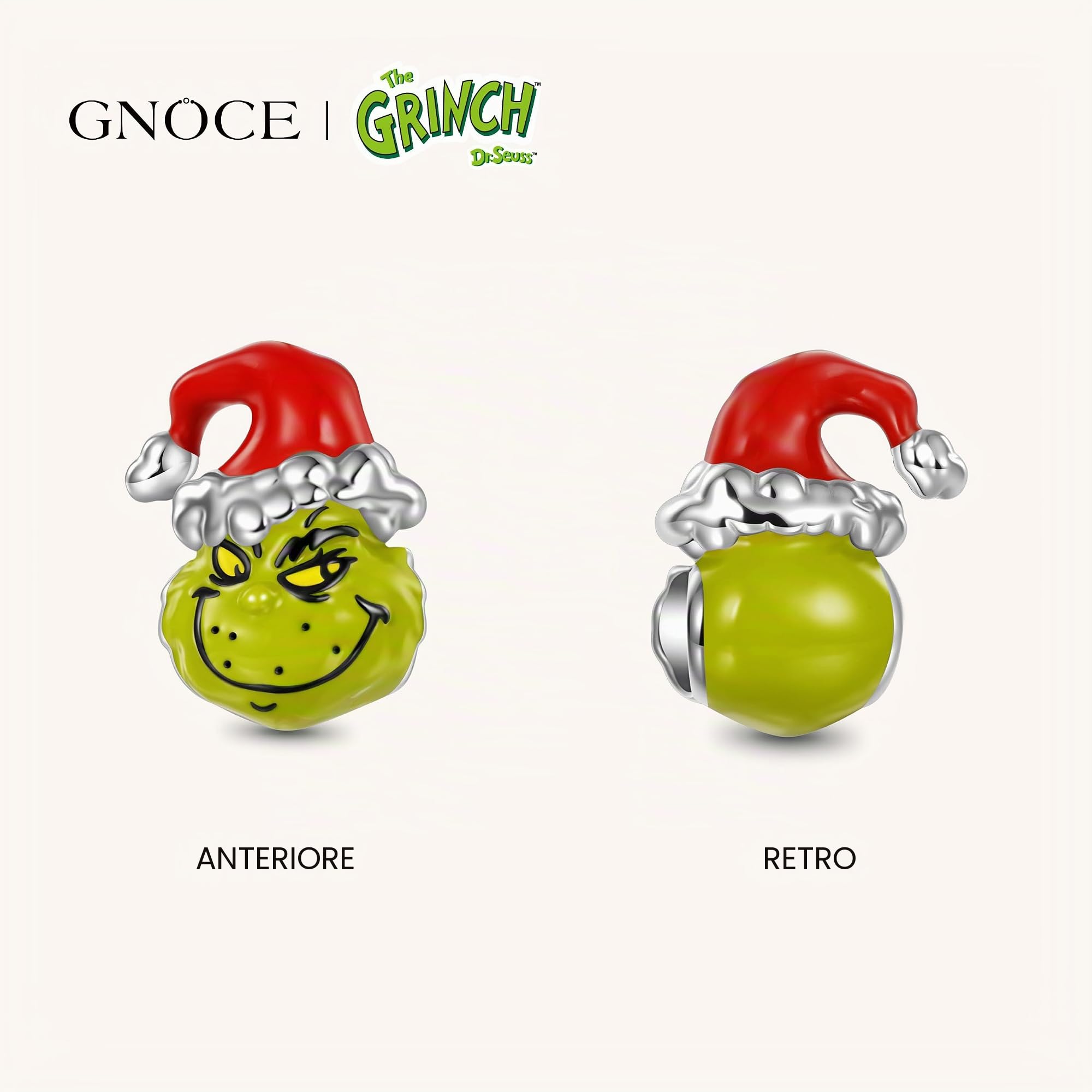 GNOCE Ciondolo a Forma Di Palla Di Natale Grinch In Argento Sterling 925 Per Donne e Ragazze Regalo Di Gioielli