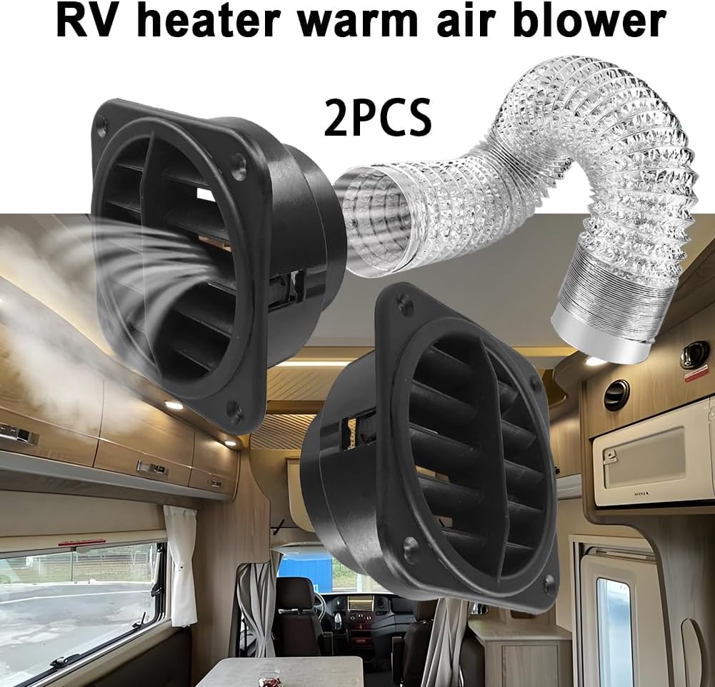 360 Degrees 75mm Rotatable Warm Air Vent Outlet Car Heater Duct Hose Pipe Parking Air Conditioner Steering Diesel Heater Vent Cover for Car RV Bus Boat, 2pcs