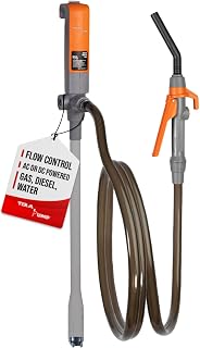 TERA PUMP 3rd Gen. Fuel Transfer Pump w/Quick Flow Control Nozzle - [ 2X Electric Power Options ] 12V AC/DC Plug-in & DC Inverter Clips, 8.2FT Discharge Hose, Gas, Diesel, Water (2.4 GPM)