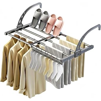 Anesir Clothes Airer Balcony Clothes Dryer Extendable Foldable Small Radiator Clothes Airer Heating Hanging Dryer Wall for Outdoor and Indoor 38-55 cm Windproof Sock Hanger Included