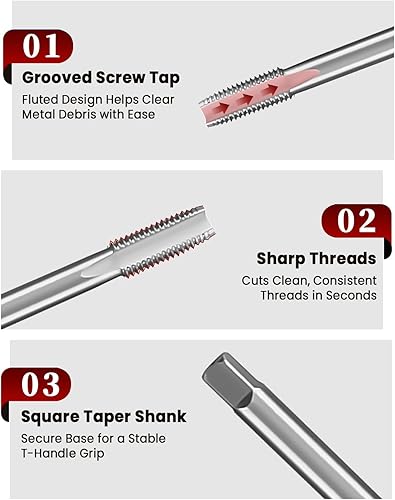 Miniatura 5 de ATPEAM Kit de reparación de roscas 131PCS con brocas HSS, grifos e insertos para agujeros de tornillo M5-M12