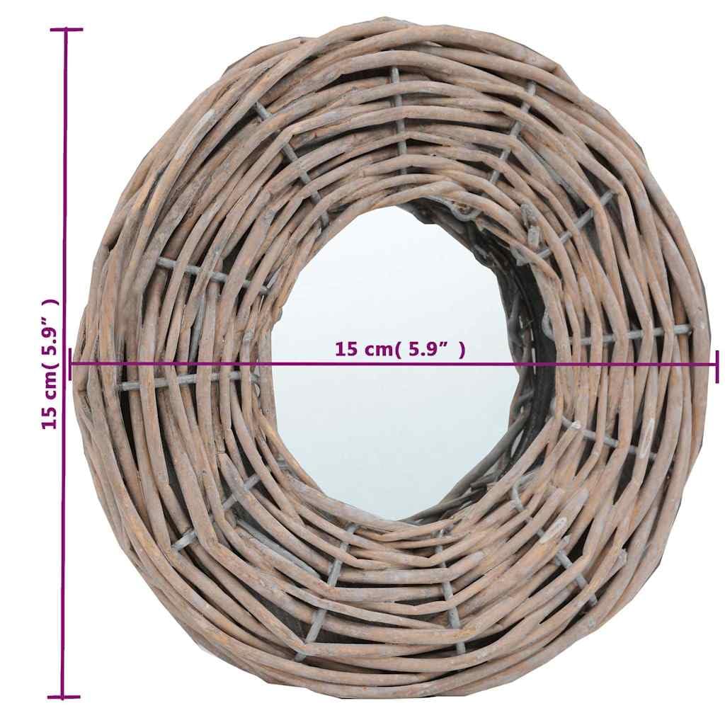 3 specchi da parete da 15 cm con cornice in vero trattato