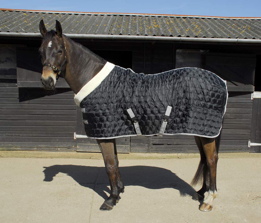 Rhinegold Unisex's 666-6/6-BLK Detroit Hexagon Stable Quilt, Black, 6'6"