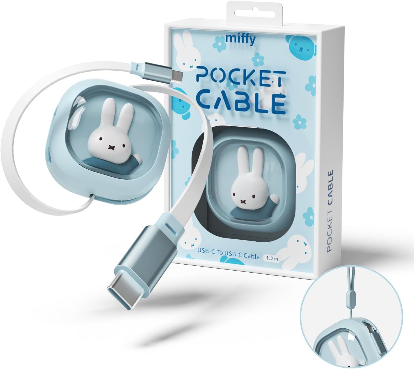 Miffy 充電ポケットケーブル 65W 4フィート USB-C - USB C、Type C 充電ケーブル 高速充電(ブルー)