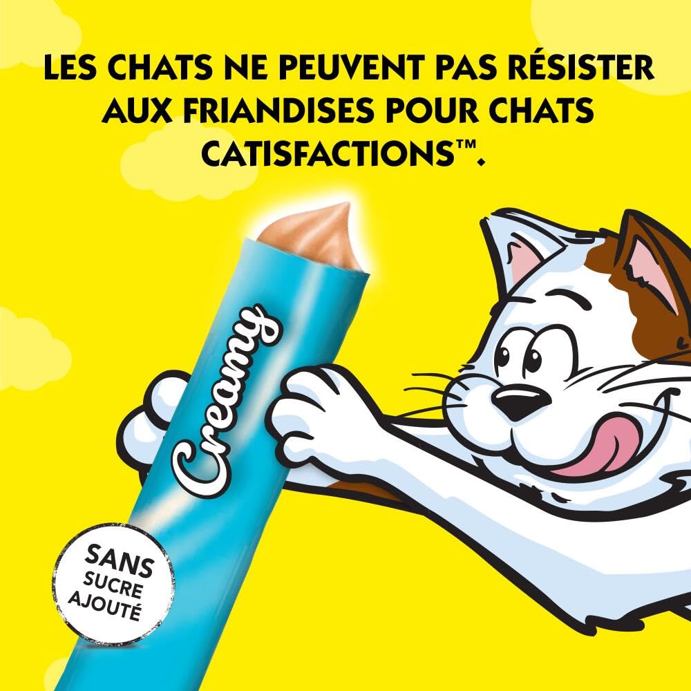 Catisfactions Creamy Friandises pour Chat – Goût Saumon – Récompenses pour Chats Adultes et Chatons – Pack de 4 sachets de 10 g (Lot de 11)