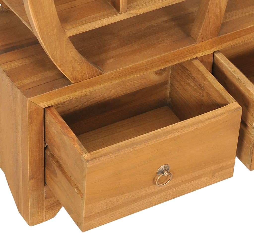 Solid Teak Wood Yin Yang Cabinet with Shelf for Living Room Storage and Display, 4 Drawers and Shelves for Organizing Essentials, Durable Construction and Classic Design