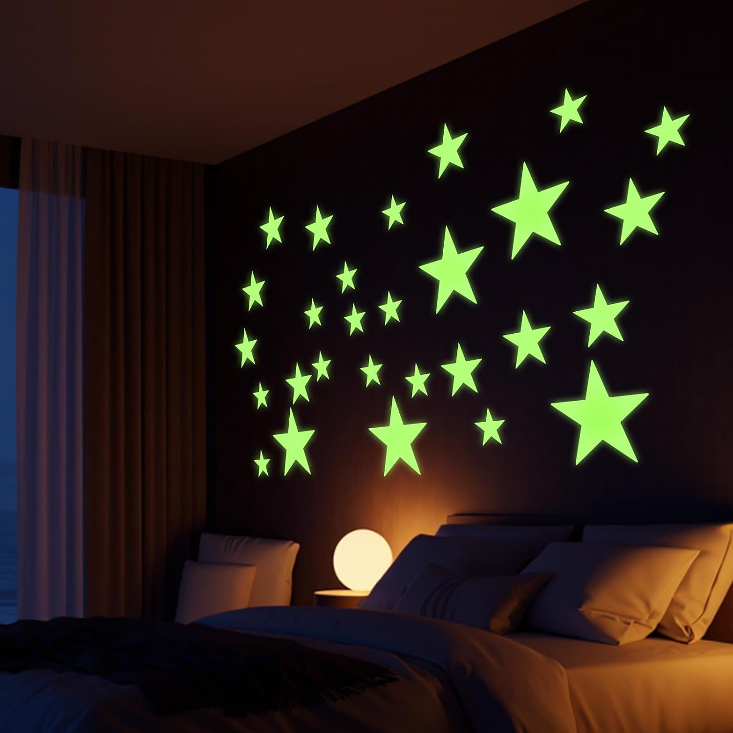 Glow in The Dark Ceiling Star Sticker 27 Pcs Glow in The Dark Star Stickers Glows Stickers Large Glowing Stars for Bedroom 3D Room Wall Decor Ceiling Stars Room Wall
