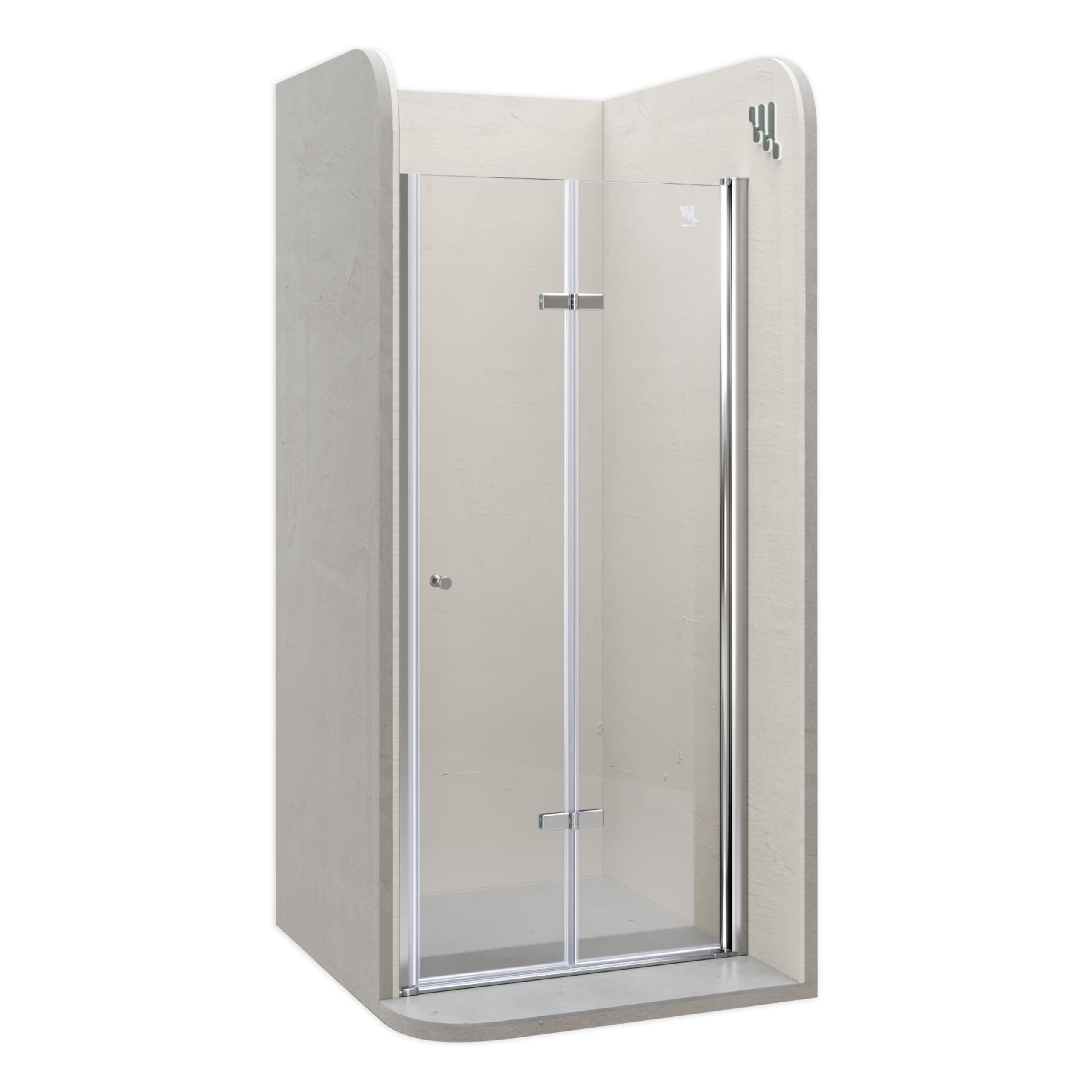 Mampara de ducha puerta plegable rango de ajuste de 68-71,5 cm altura: 195 cm de vidrio transparente templado de seguridad de 6mm perfiles de aluminio chrome – DK822