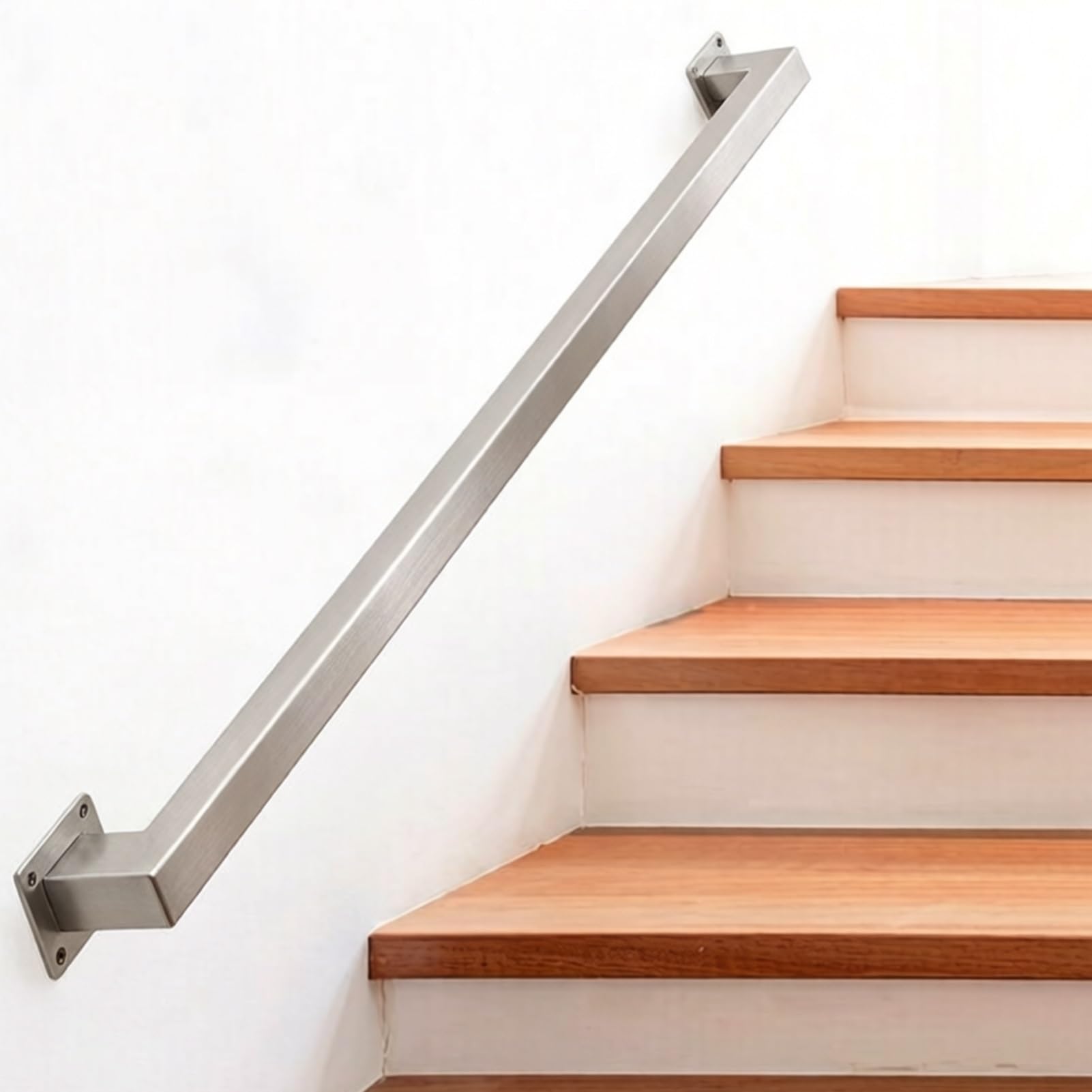 Stainless Steel Handrail Square Tube 200kg Load Capacity Wall Mount Safety Support for Disabled Elderly Kids Non-Slip Stair Railing Bathroom Grab Bar(2ft/60cm)