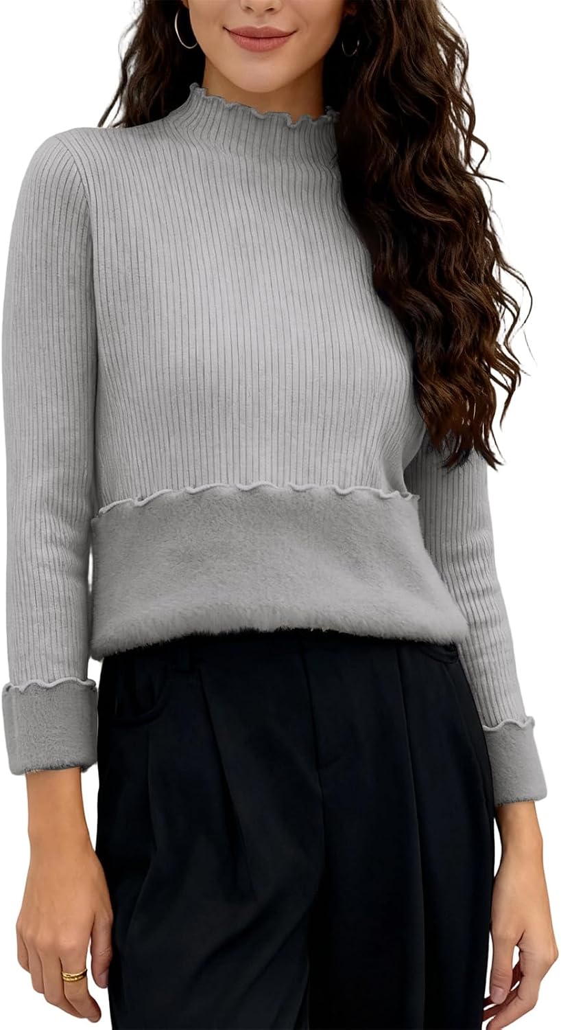 Women's Ribbed Turtleneck Long Sleeve Sweater Soft Top Casual Shirt Fall Winter Fashion 2025 Womens Clothes