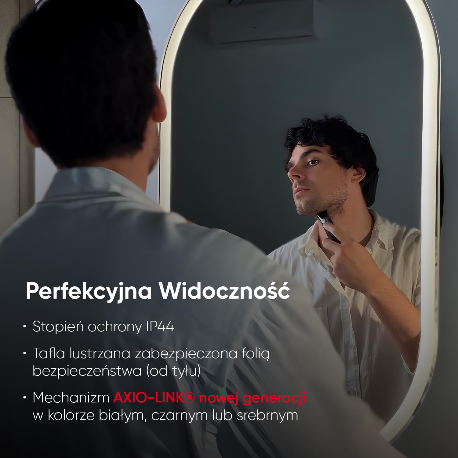 Newmi by Miior - Lustro Łazienkowe z Oświetleniem LED - 60 x 80 cm - z Wysuwnym Mechanizmem, Ultra Płaskie, Wysuwne do 30 cm - Lustro Ścienne Vic 6080 Biały