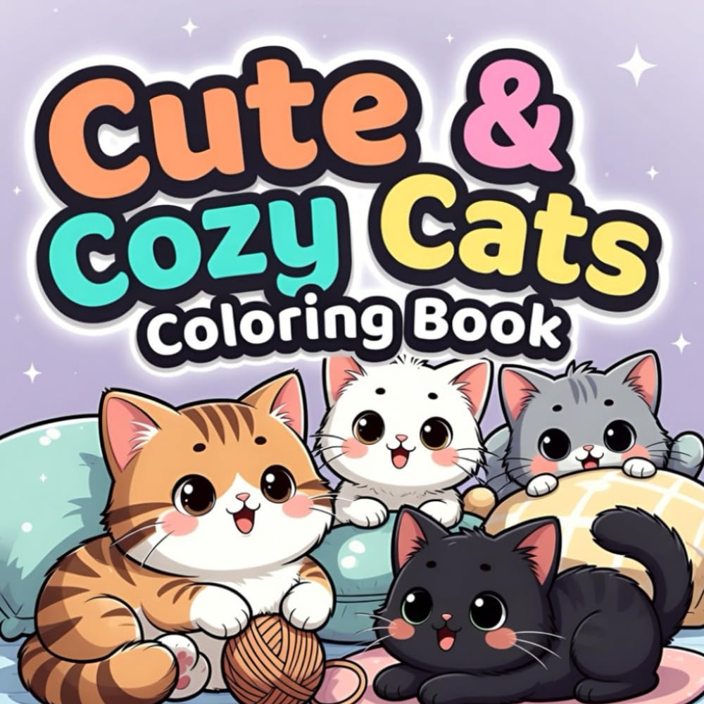 Cute & Cozy Cats Coloring Book for Kids Ages 4-8: Fun and Adorable Cat Designs for Creative Coloring (Cute Little World Coloring Book Series)
