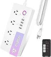 Vista 1 de XENON Matter Smart Power Strip, protector de sobretensiones, compatible con Apple HomeKit, Alexa, Google Home con temporizador de programación