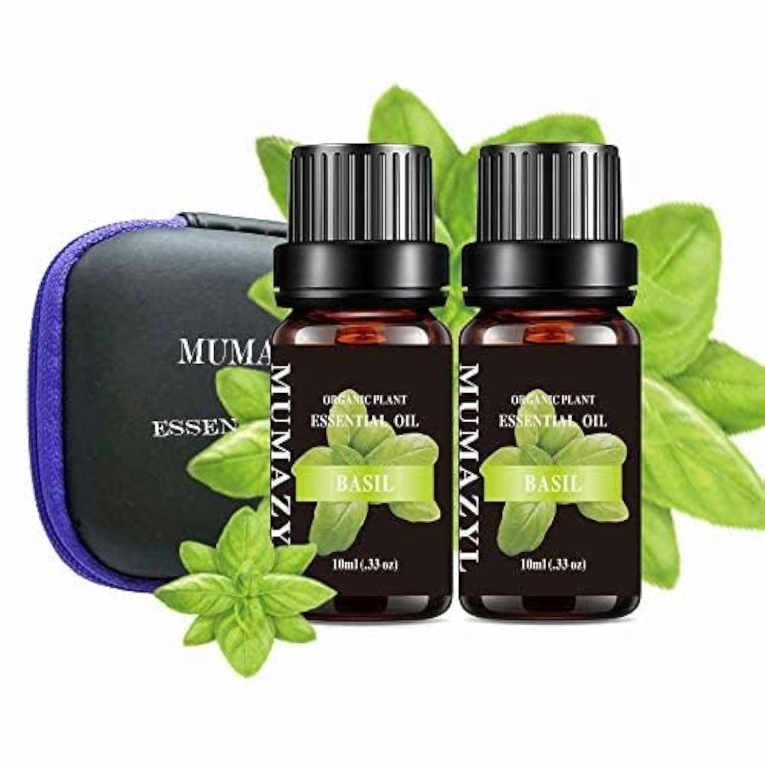 Basil Essential Oil, Basil Oil for Diffuser Humidifier Yoga Cleaning DIY Candle Soap Making Essential Oils 2 Pack x10ml